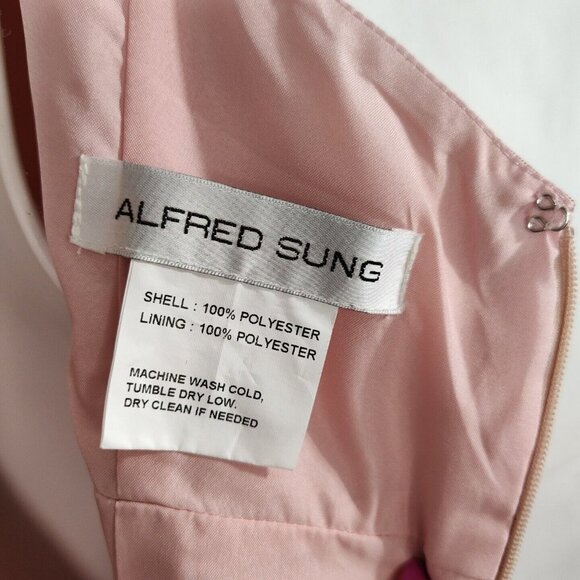Alfred Sung Pink Formal Dress Fit & Flare Sleeveless Women Size 10 R Open Back - Picture 8 of 9
